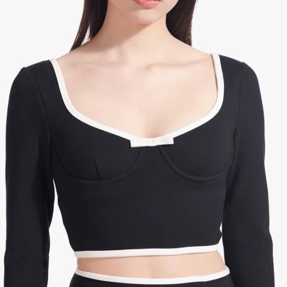 STAUD Black and White Long Sleeve Top - Picture 1 of 8